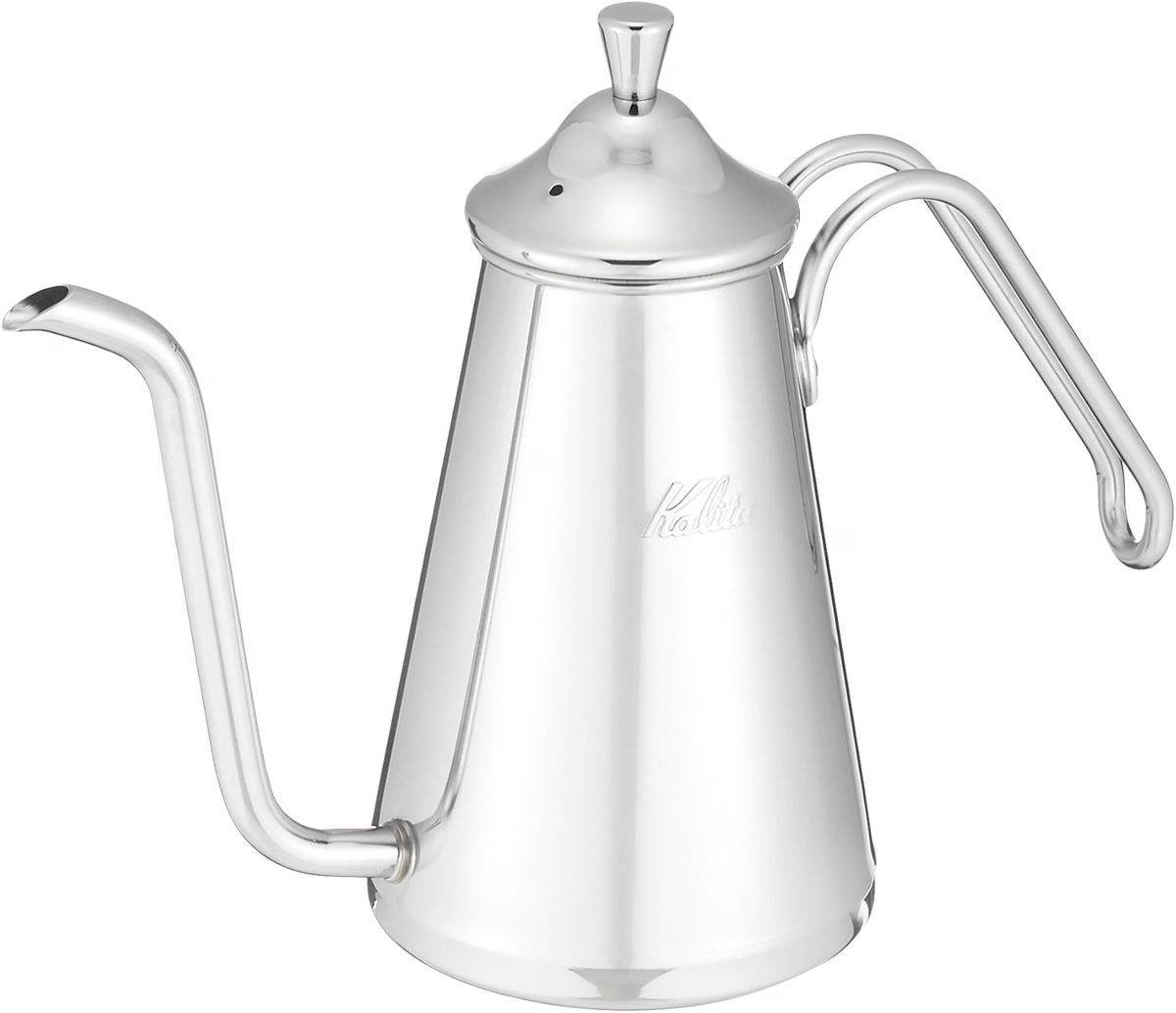Kalita Drip Pot Slim 700SS 不锈钢手冲壶正面,配金属弧形把手