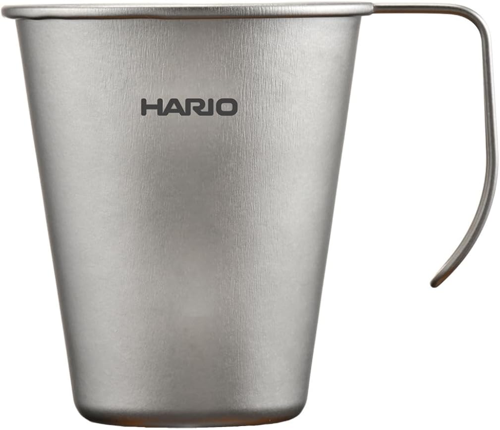 HARIO SMTI-35-TSV 單層鈦杯,展示銀色錐形杯身與開口式線柄
