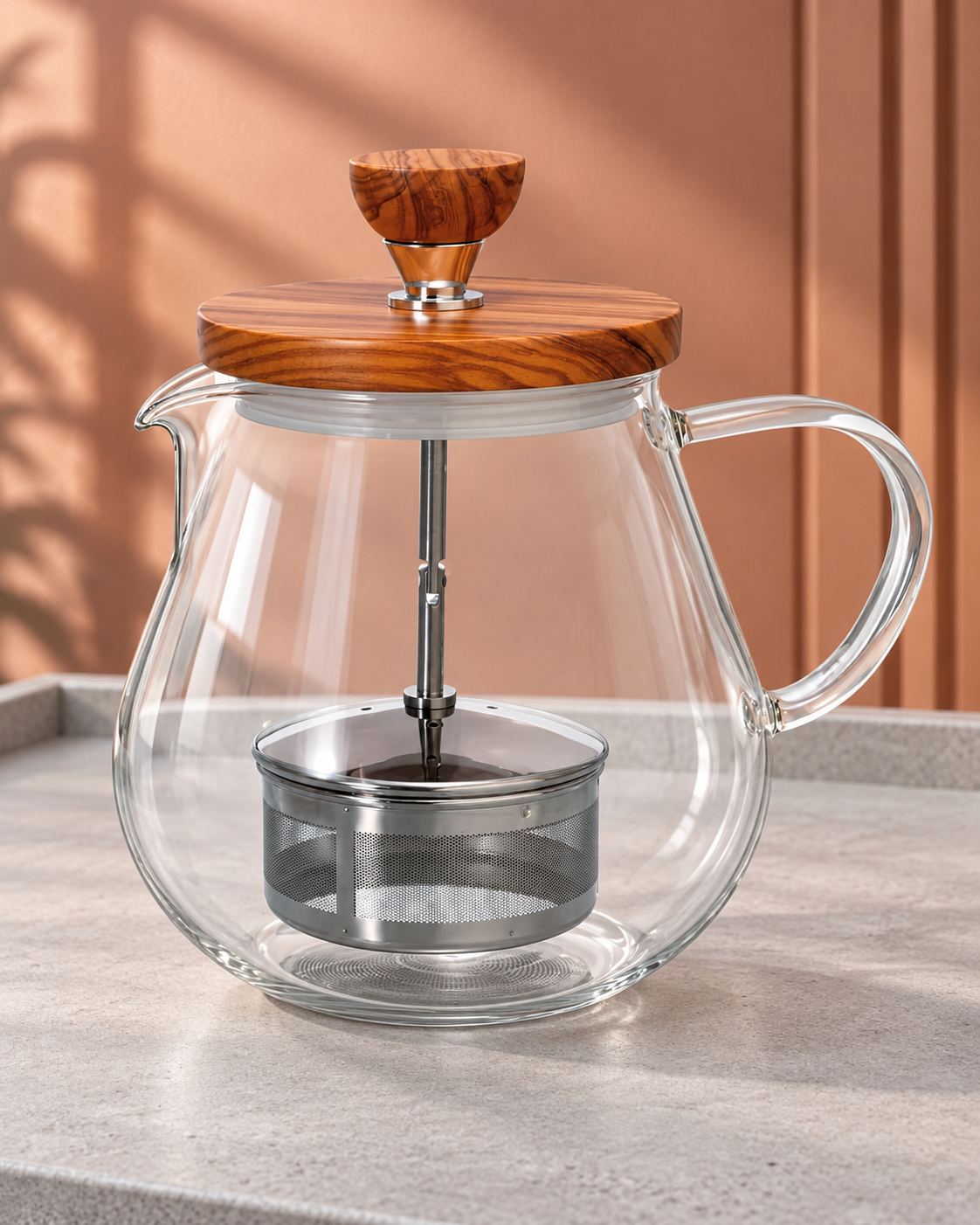 HARIO Teaor Wood 橄欖木升降濾網泡茶壺|700 mL|場景封面