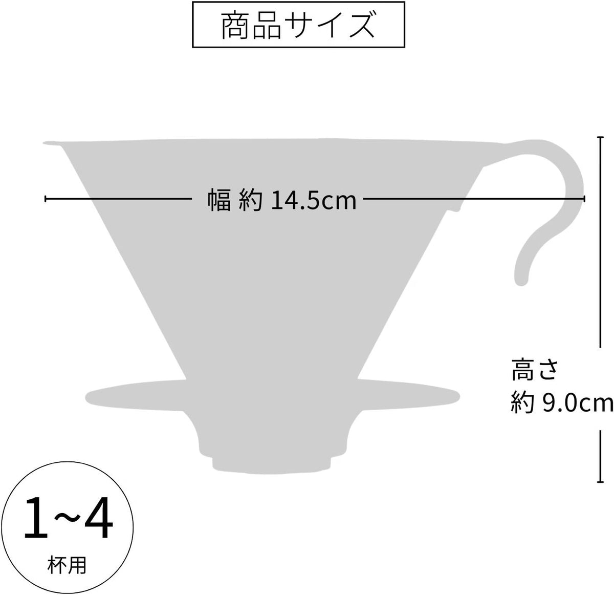 HARIO V60 02 stainless steel dripper, shared by the silver and matte black models: V60 02 size diagram marked with the cup range and the dripper width and height.