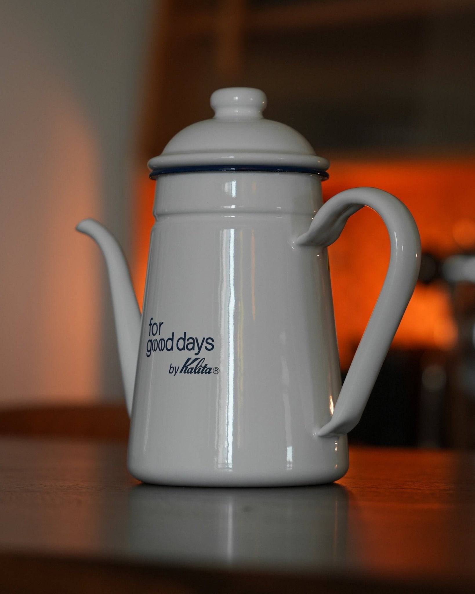 Kalita enamel pour-over kettle, white limited edition, 1L capacity, with &