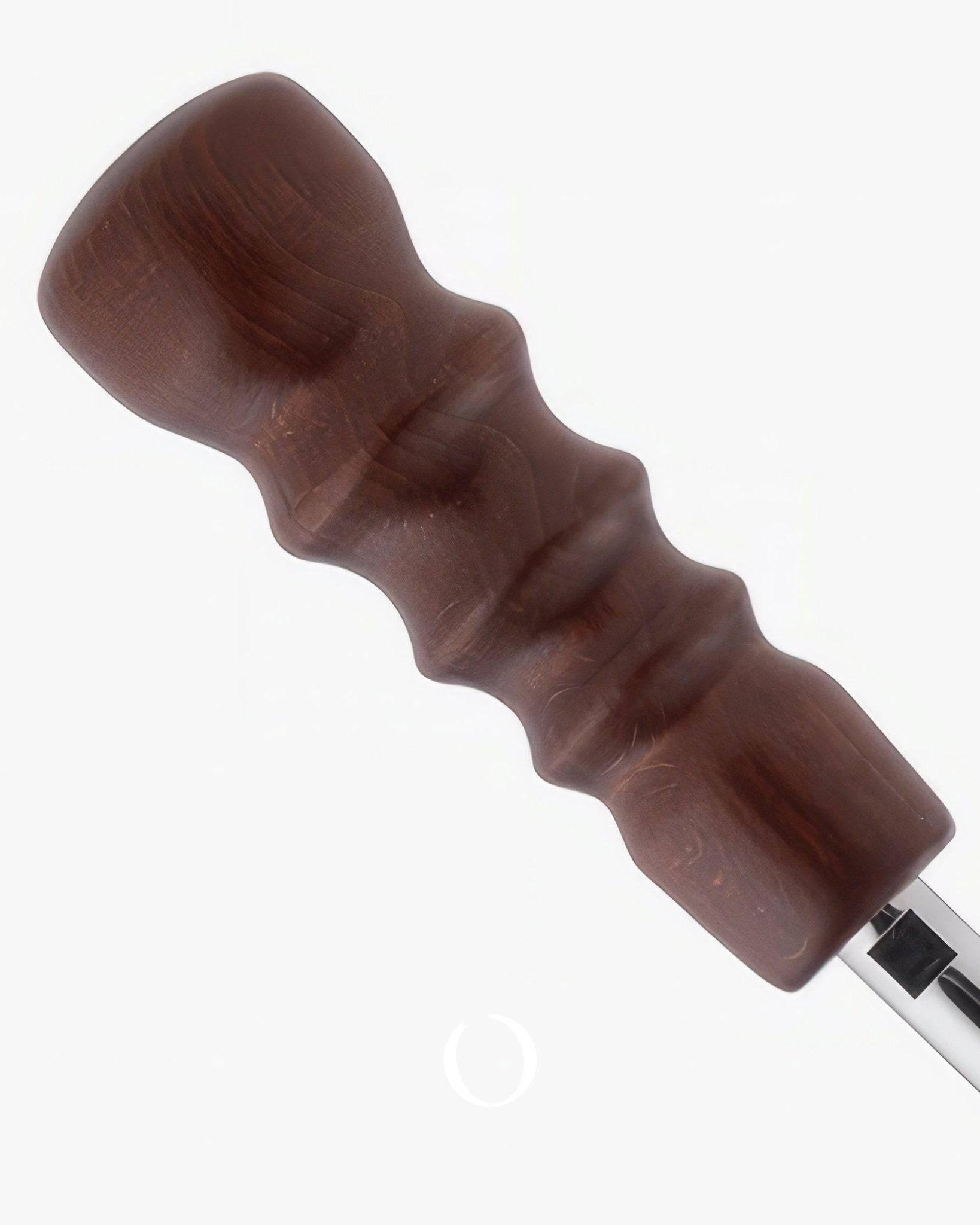 Wooden espresso machine lever handle with ergonomic grip design, featuring a dark brown rosewood finish and metal base attachment for La Pavoni Esperto Abile espresso maker