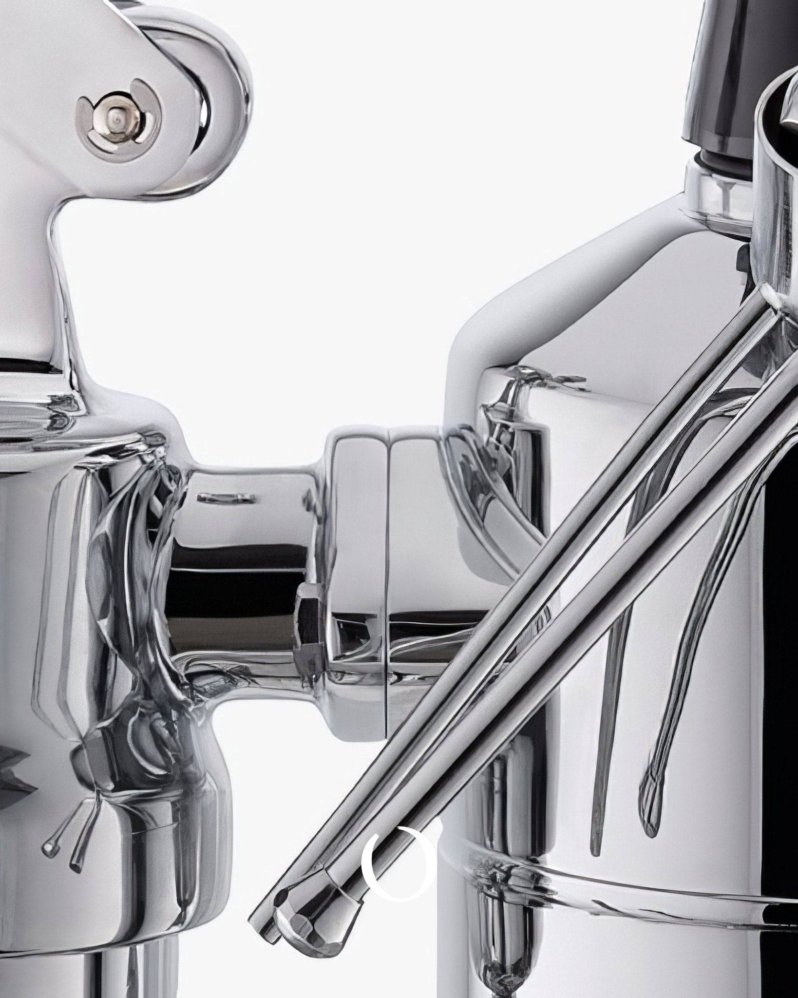 Close-up view of La Pavoni Professional Lusso espresso machine, showcasing its polished chrome components, lever mechanism, and steam wand, highlighting the craftsmanship and quality of this Italian-made coffee maker