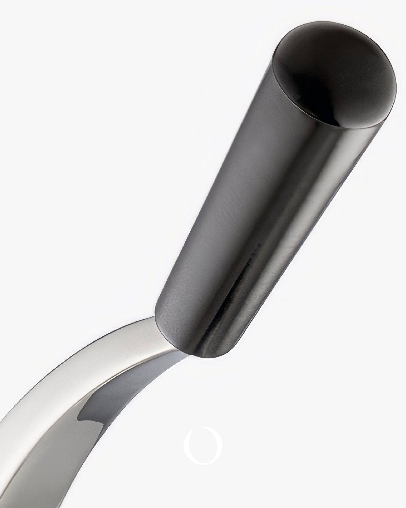 Sleek chrome and black steam wand attachment for La Pavoni Stradivari Lusso espresso machine, showcasing premium design and functionality for frothing milk and creating specialty coffee drinks