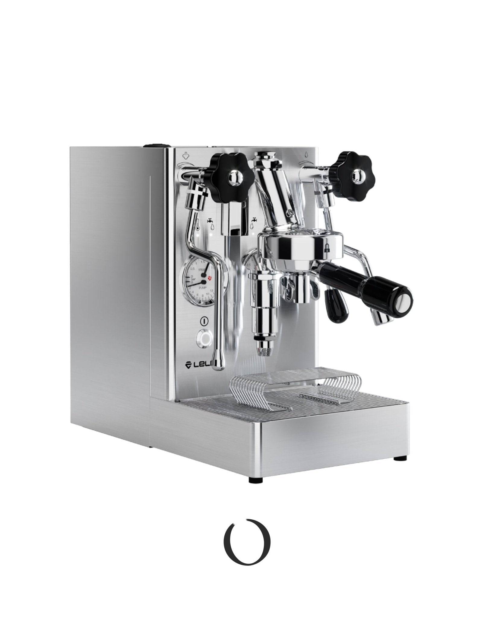 Lelit MaraX V2 PL62X espresso machine with stainless steel body, dual pressure gauges, steam wand, and drip tray, showcasing professional-grade features for home brewing