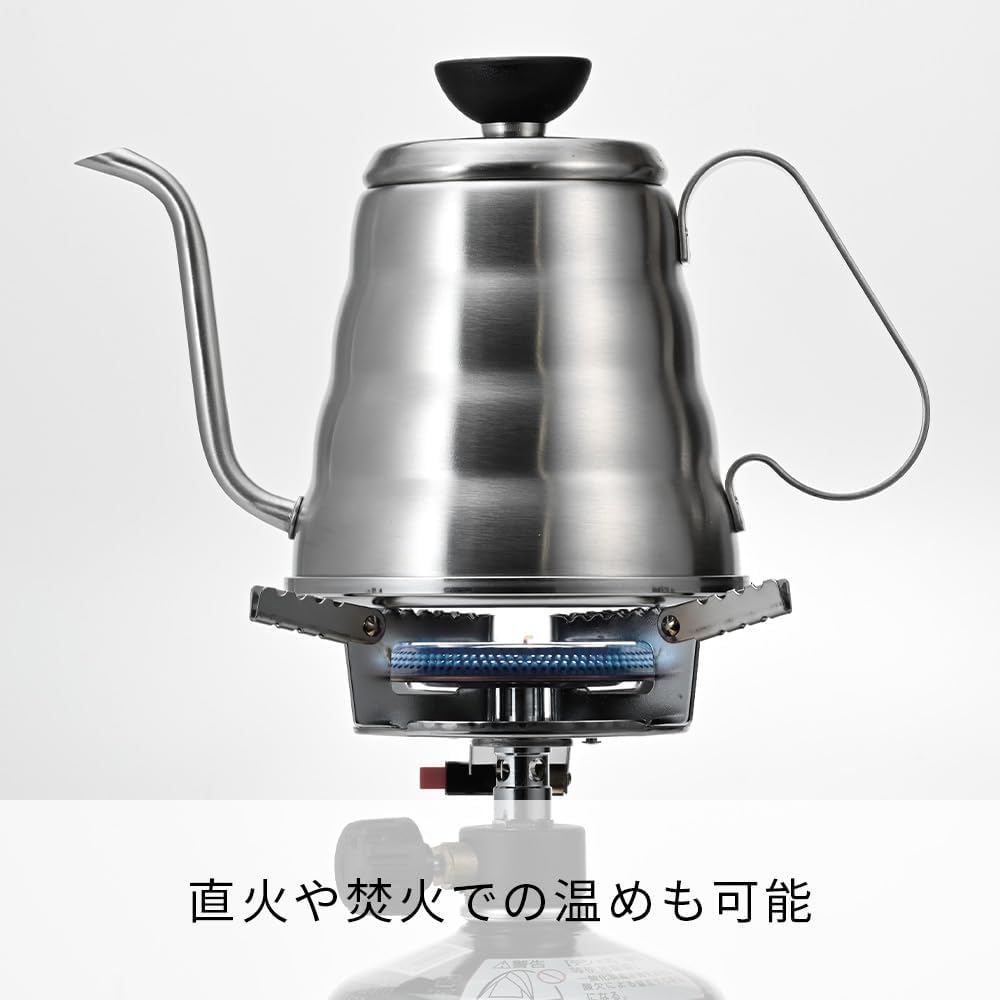 HARIO Outdoor 細口壺置於戶外爐具上的加熱示意圖（O-VKB-70-HSV・圖 3）
