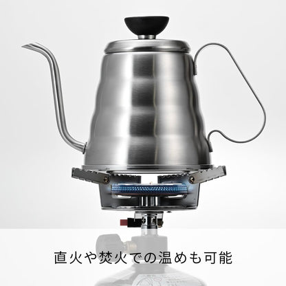 HARIO Outdoor 細口壺置於戶外爐具上的加熱示意圖（O-VKB-70-HSV・圖 3）