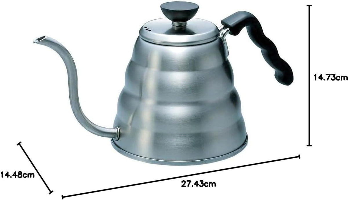 Buono 銀色 800 mL 細口壺的長寬高尺寸圖（VKBR-120-HSV・圖 3）