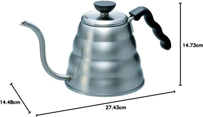 Buono 銀色 800 mL 細口壺的長寬高尺寸圖（VKBR-120-HSV・圖 3）