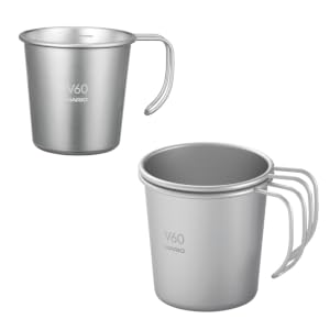 HARIO V60 Outdoor 金屬杯的單杯外觀及堆疊示範