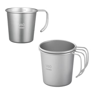 HARIO V60 Outdoor 金屬杯的單杯外觀及堆疊示範