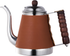 Kalita Wave Pot Leather 手冲壶正面，金属壶身配棕色牛皮罩和包覆把手