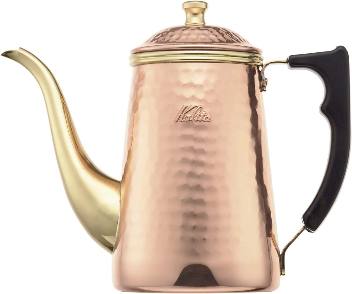 Kalita Cu Kettle 700 銅製手沖壺正面，配細長壺嘴與黑色把手