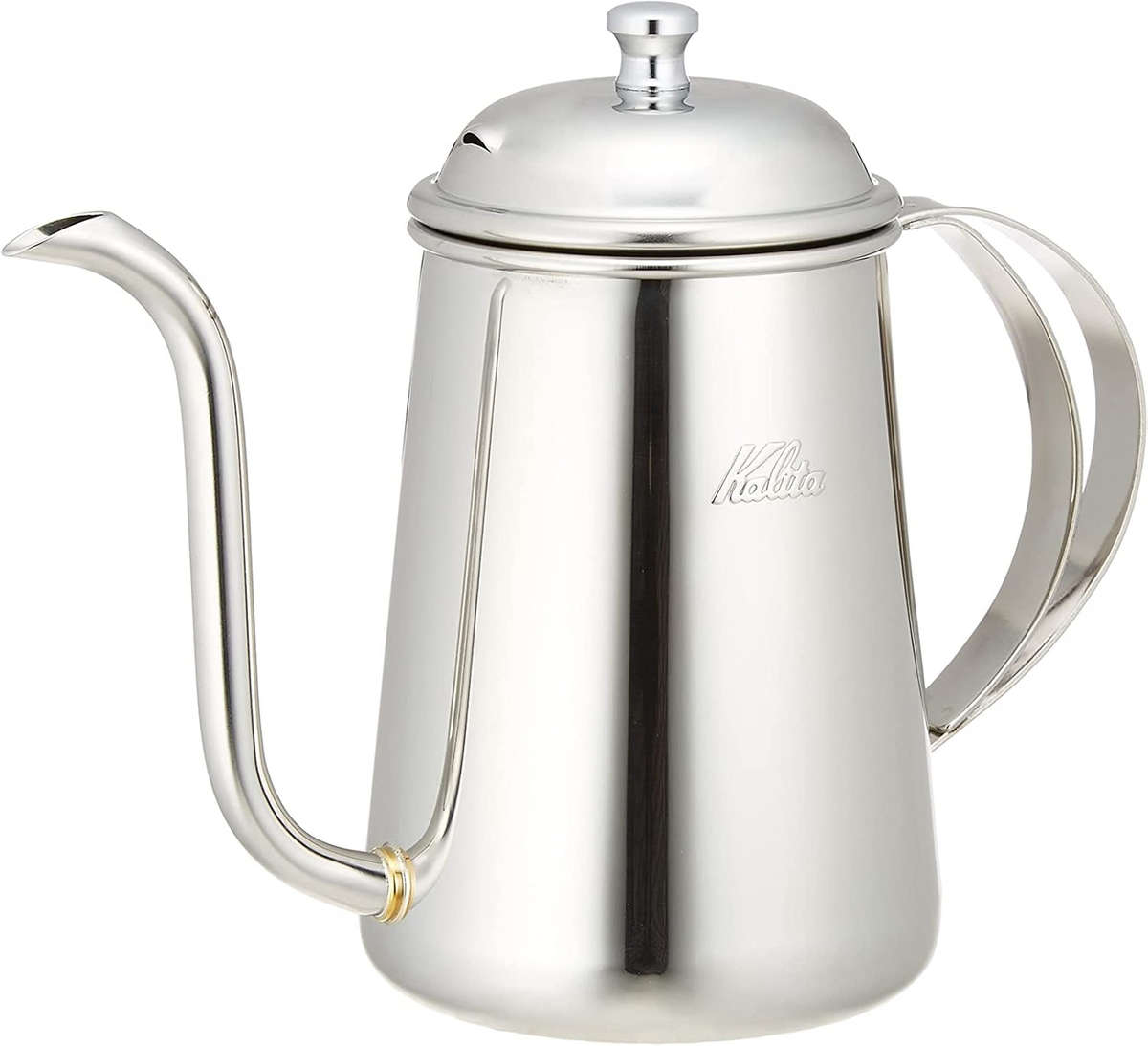 Kalita SS Kettle 700 日本制造不锈钢手冲壶正面，配细长壶嘴