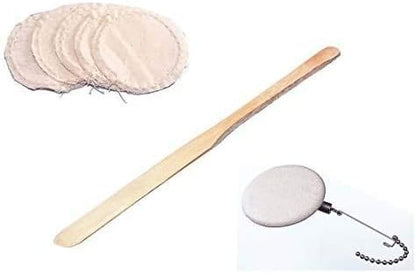 Composite image on a white background showing the FS-103 circular cloth filter, BA-15 bamboo stirrer, and F-103S filter with the cloth filter installed.