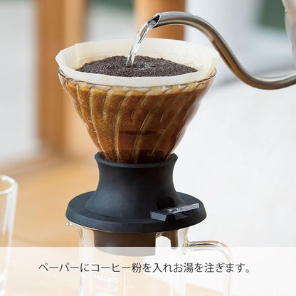 Switch 使用步驟：把熱水注入已裝咖啡粉的濾紙。
