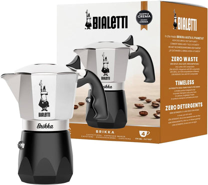Bialetti Brikka 經典鋁色4杯摩卡壺產品正面圖