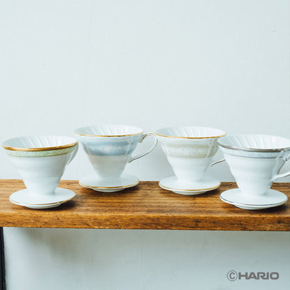 HARIO × Noritake｜聯名四種花色濾杯並排展示