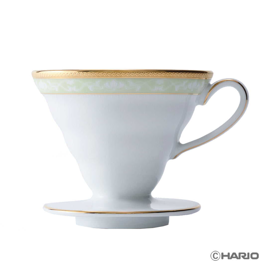 HARIO × Noritake｜漢普夏金邊綠色濾杯正面