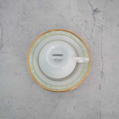 HARIO × Noritake｜漢普夏金邊綠色杯碟底部及品牌標記