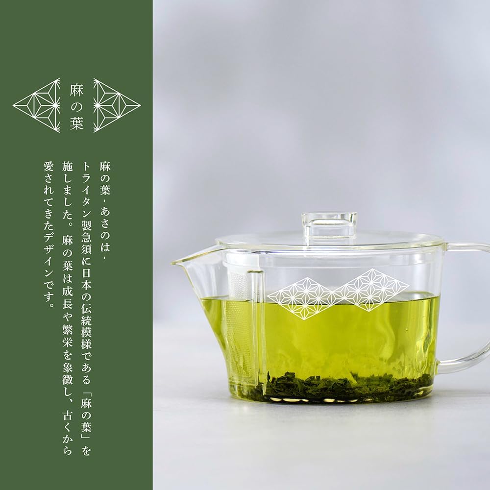 麻葉花紋急須與綠茶的產品展示