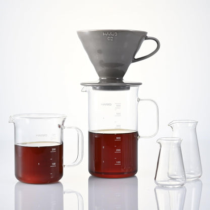 HARIO Crafts Science 系列合照，展示不同容量燒杯壺與V60濾杯