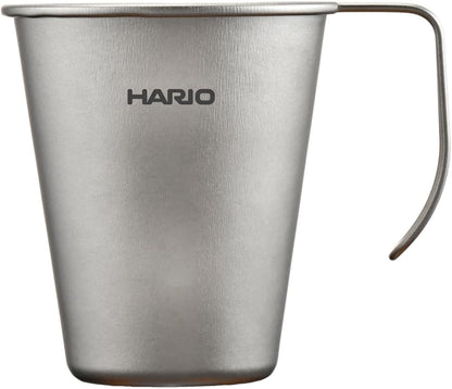 HARIO SMTI-35-TSV 單層鈦杯，展示銀色錐形杯身與開口式線柄