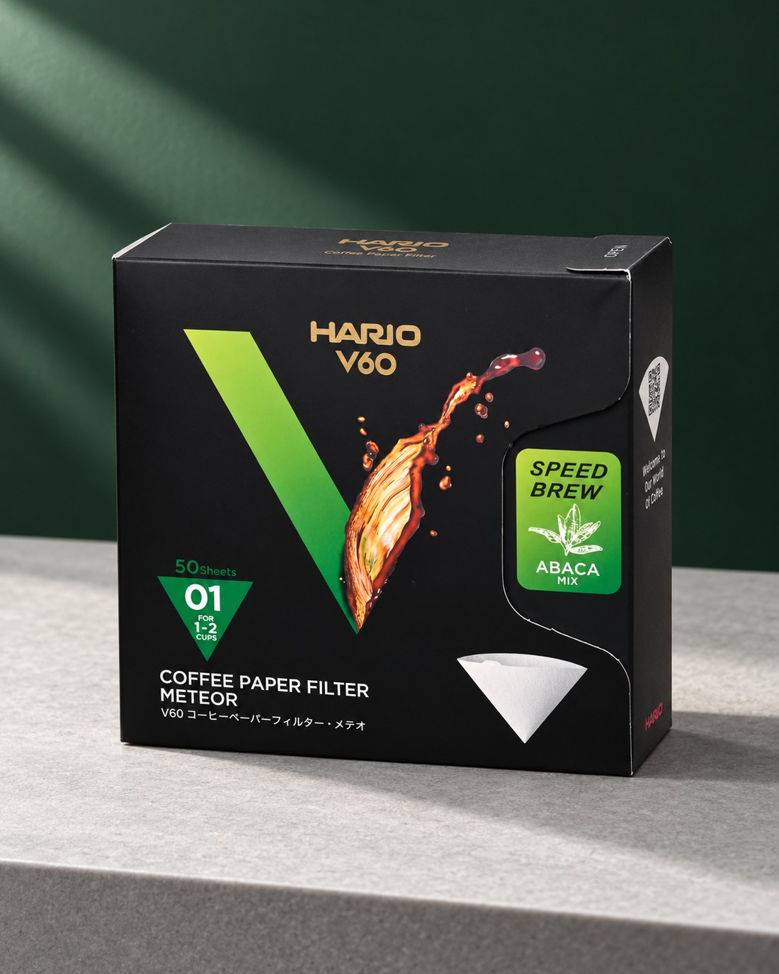 HARIO V60 Meteo 濾紙｜01・1–2杯・50張｜場景封面
