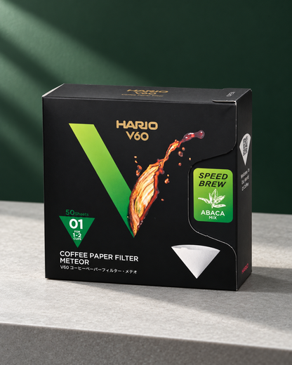 HARIO V60 Meteo 濾紙｜01・1–2杯・50張｜場景封面