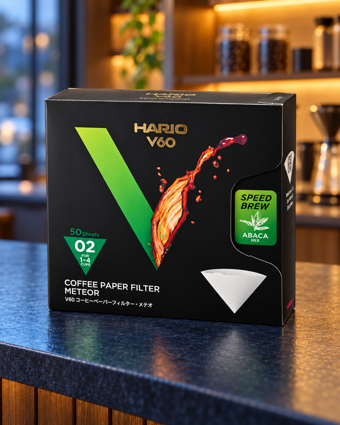 HARIO V60 Meteo 濾紙｜02・1–4杯・50張｜場景封面