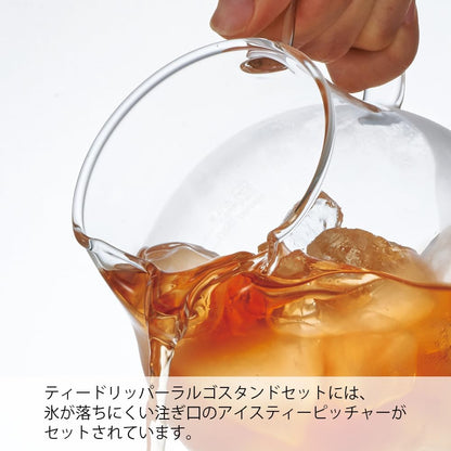 將茶湯倒入盛有冰塊的玻璃容器