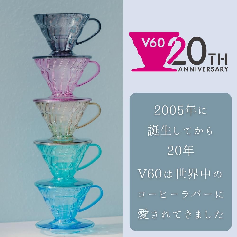 HARIO V60 20週年 Color Brew 多種配色濾杯展示