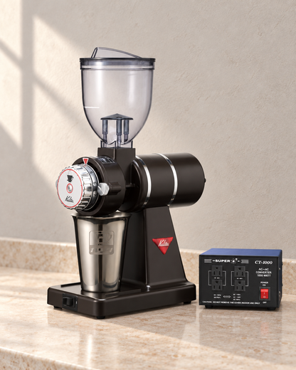 Kalita Nice Cut G 電動磨豆機｜AC100V 50/60Hz（日本電壓） / 黑色 / 機身及變壓器（香港使用 220V輸出至100V，1000W)