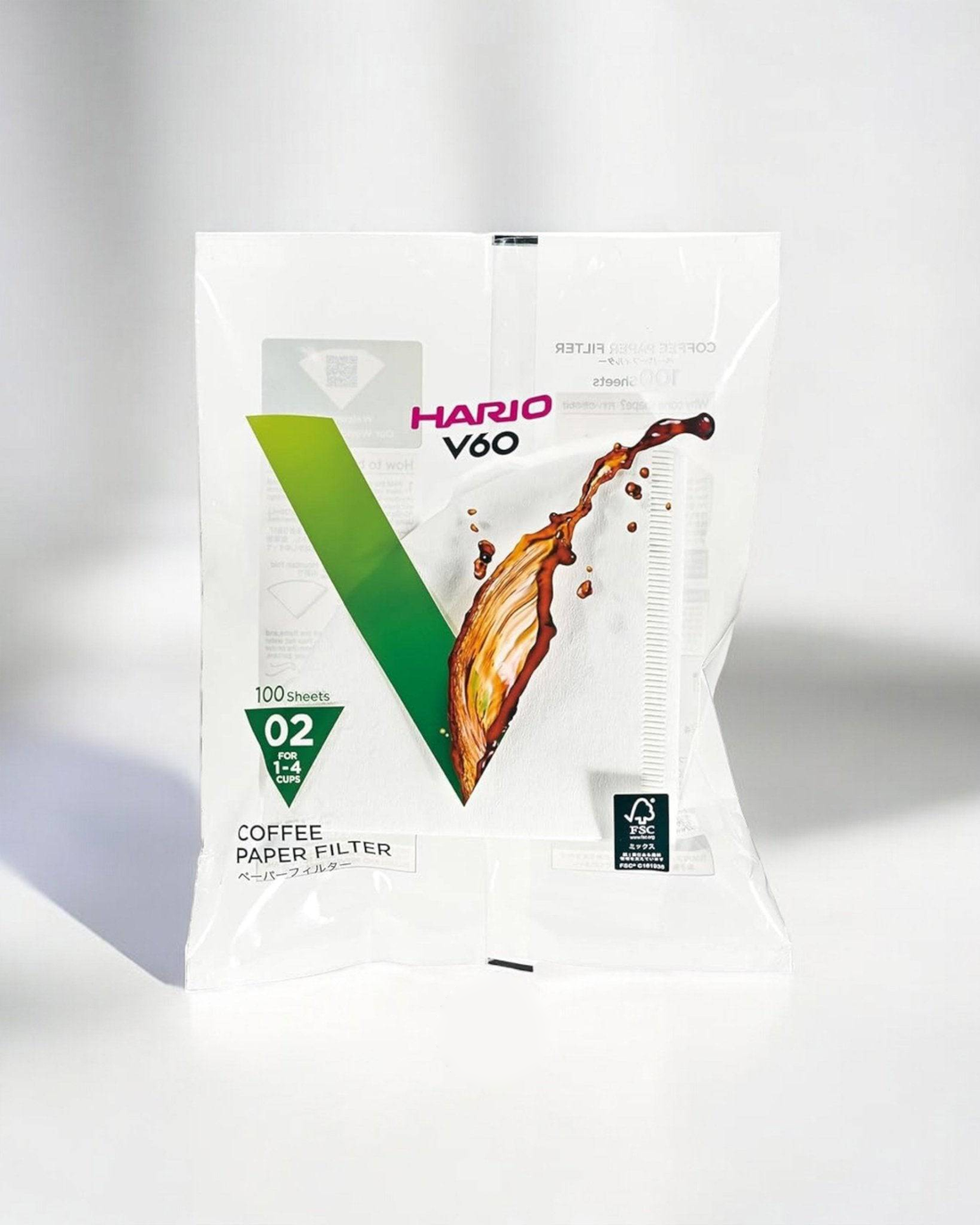 HARIO V60 02 濾紙（100張）VCF-02-100W — 產品與原包裝資料