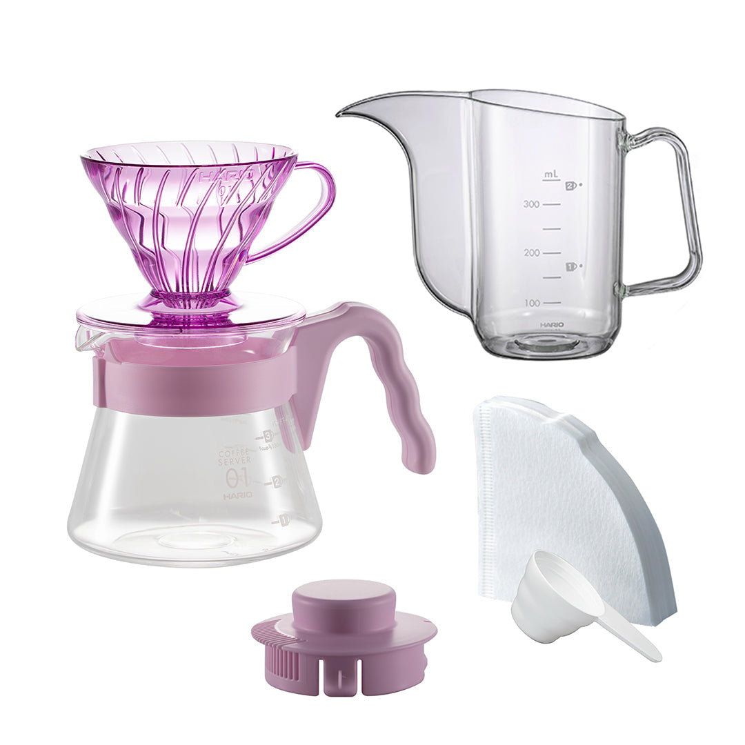 HARIO V60 Color Brew 附 Air Kettle Rose Mellow 配色套裝內容