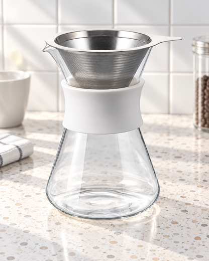 HARIO Glass Coffee Maker 400mL 白磁磚早餐桌場景圖