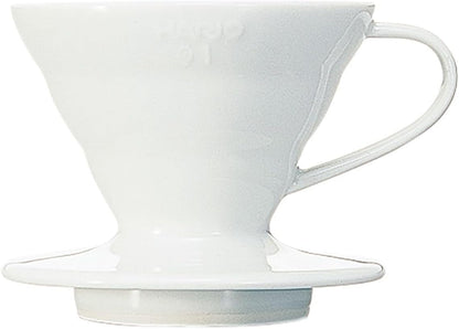 HARIO V60 陶瓷咖啡濾杯 01 白色款，適合 1–2 杯沖煮
