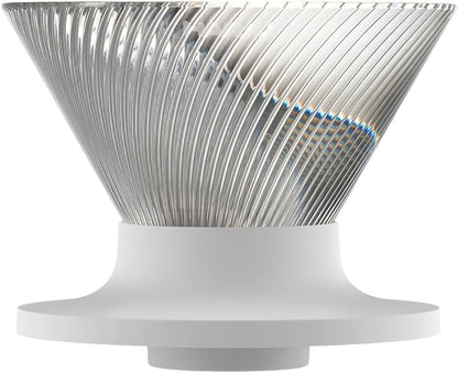 HARIO V60 NEO 01 clear pour-over coffee dripper, front product view