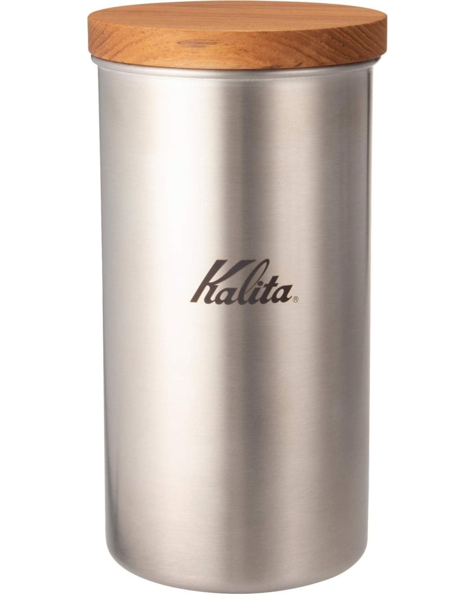 Kalita for Outdoors 550ml 不鏽鋼咖啡罐與木蓋正面