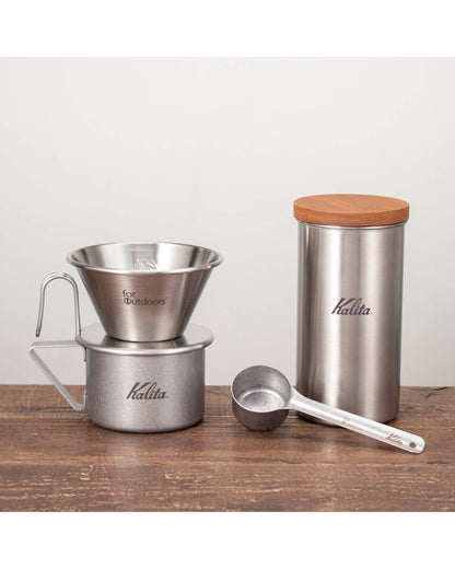 Kalita for Outdoors 咖啡罐與同系列濾杯、不鏽鋼杯及量匙組合