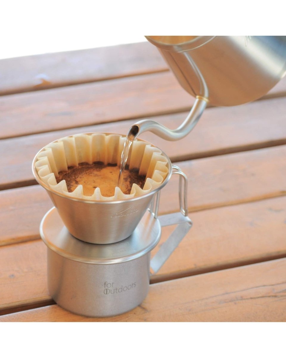 Pour-over coffee brewed with a Kalita for Outdoors WDS-185K and a Wave filter