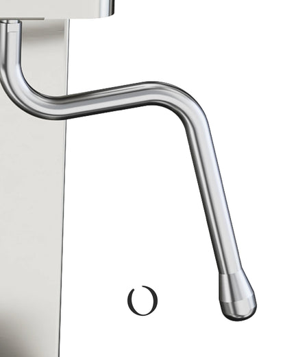 Close-up of stainless steel steam wand on Lelit Elizabeth V3 espresso machine, showcasing its sleek design and professional-grade construction for efficient milk frothing and steaming.