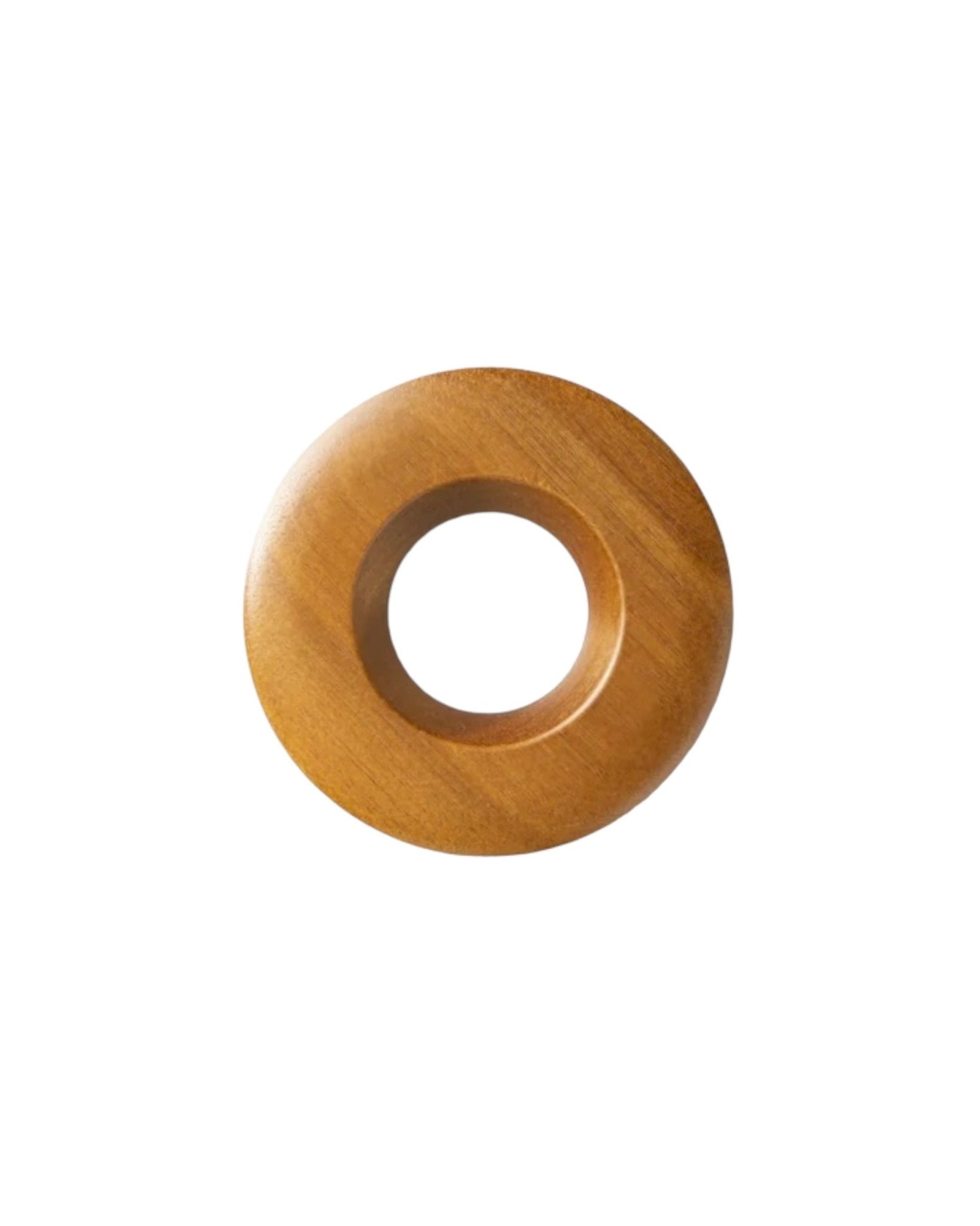 Wooden ORIGAMI Dripper holder, circular design with center hole, made from high-quality acacia wood, natural grain visible, ideal for supporting coffee drippers and enhancing brewing stability