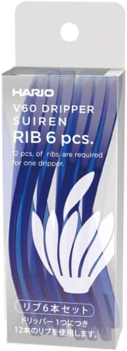 HARIO V60 SUIREN transparent blue replacement rib pack containing six ribs