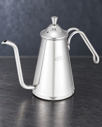 Kalita Drip Pot Slim 700SS 不锈钢手冲壶主视图，配金属弧形把手