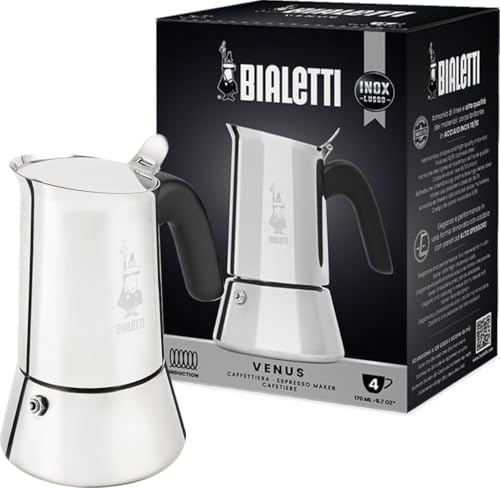 Bialetti Venus 銀色4杯不鏽鋼摩卡壺細節及使用示意圖 1
