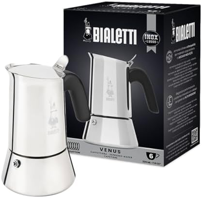 Bialetti Venus 銀色6杯不鏽鋼摩卡壺細節及使用示意圖 1