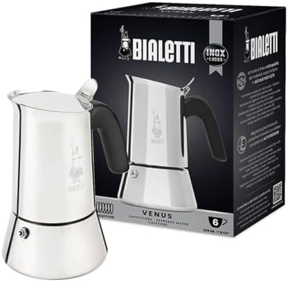 Bialetti Venus 銀色6杯不鏽鋼摩卡壺細節及使用示意圖 1